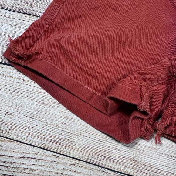 PAIGE Rust Red Orange Jimmy Jimmy Jean Shorts Cuffed Hem Raw Hem Women's 23 - Picture 4 of 11